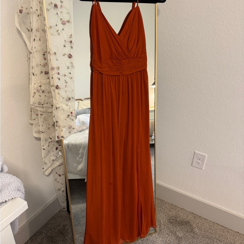 David's Bridal Vibrant Orange Maxi Dress